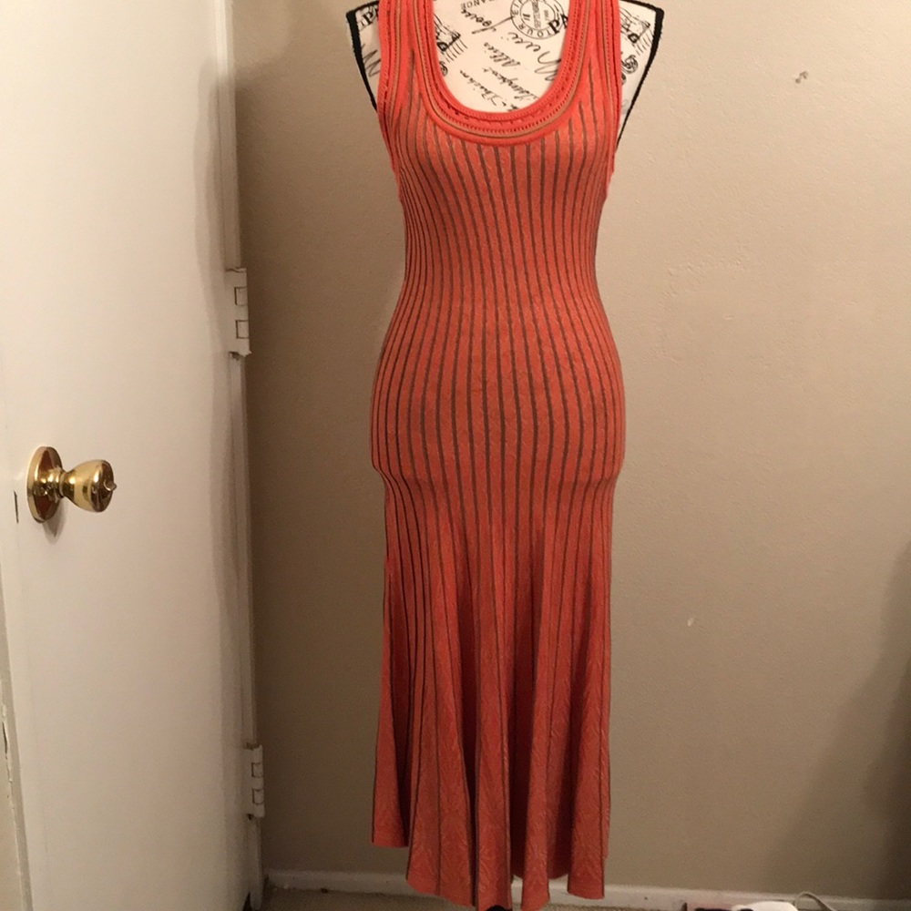 NIC+ZOE orange/tan striped dress; Size(s) S&M